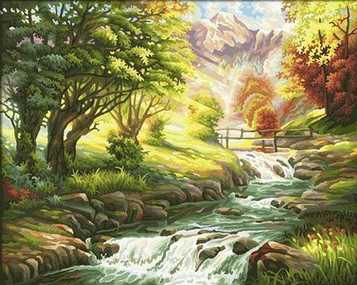 Malen nach Zahlen Erwachsene Fluss Figured'Art