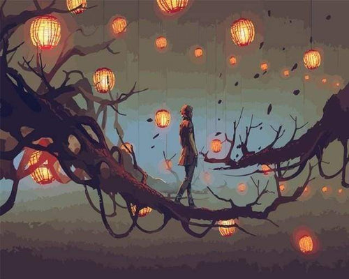 Malen nach Zahlen fŸr Erwachsene |ÊLaternen in der Nacht | Figured'Art