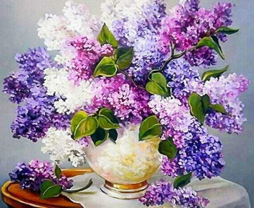 Malen nach Zahlen fŸr Erwachsene |ÊBunter Fliederstrauß | Figured'Art