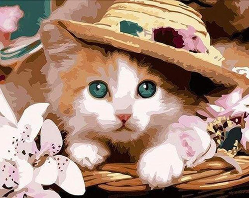 Malen nach Zahlen fŸr Erwachsene |ÊKatze mit Hut | Figured'Art