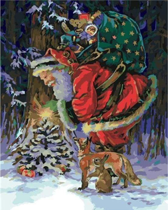 Malen nach Zahlen fŸr Erwachsene |ÊWeihnachtsmann mit Geschenken | Figured'Art