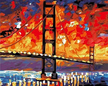 Laden Sie das Bild in den Galerie-Viewer, Malen nach Zahlen fŸr Erwachsene |ÊDie San Francisco Brücke in der Nacht | Figured&#39;Art