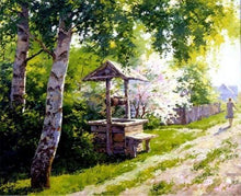 Laden Sie das Bild in den Galerie-Viewer, Malen nach Zahlen fŸr Erwachsene |ÊAlter Brunnen bei den Bäumen | Figured&#39;Art