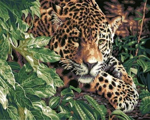 Malen nach Zahlen fŸr Erwachsene |ÊLeopard auf der Jagt | Figured'Art