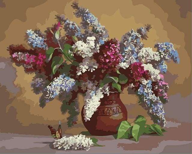 Malen nach Zahlen fŸr Erwachsene |ÊFlieder in einer Vase | Figured'Art
