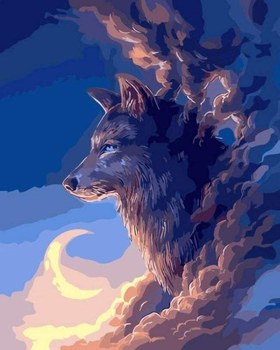 Malen nach Zahlen fŸr Erwachsene |ÊWolf und Mond | Figured'Art