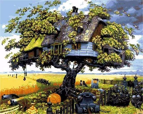 Malen nach Zahlen fŸr Erwachsene |ÊHaus in den Bäumen | Figured'Art