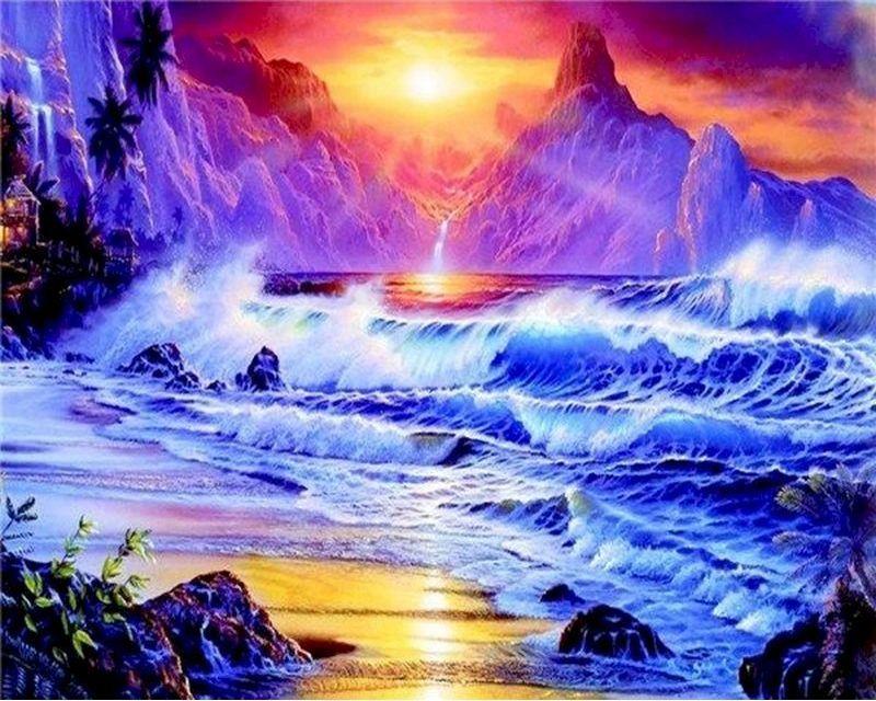 Malen nach Zahlen – Stürmisches Meer und Sonne