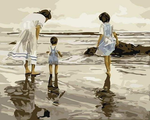 Malen nach Zahlen Erwachsene Mutter und Kind am Strand Figured'Art