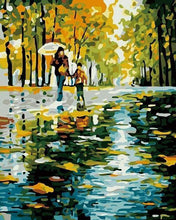 Laden Sie das Bild in den Galerie-Viewer, Malen nach Zahlen fŸr Erwachsene |ÊMutter und Sohn im Regen | Figured&#39;Art
