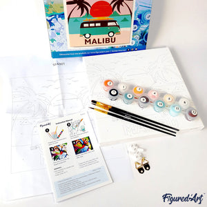 Mini Malen nach Zahlen mit Rahmen - Tropische Flamingos