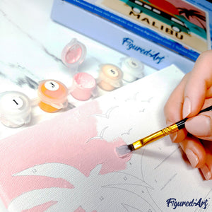 Mini Malen nach Zahlen mit Rahmen - Flamingo Abstrakt Pop Art