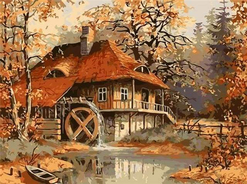 Malen nach Zahlen fŸr Erwachsene |ÊWassermühle | Figured'Art