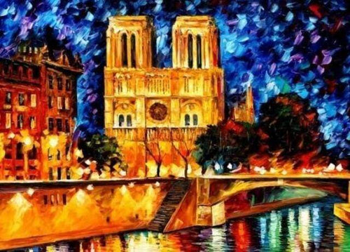 Malen nach Zahlen fŸr Erwachsene |ÊNotre Dame in der Nacht | Figured'Art