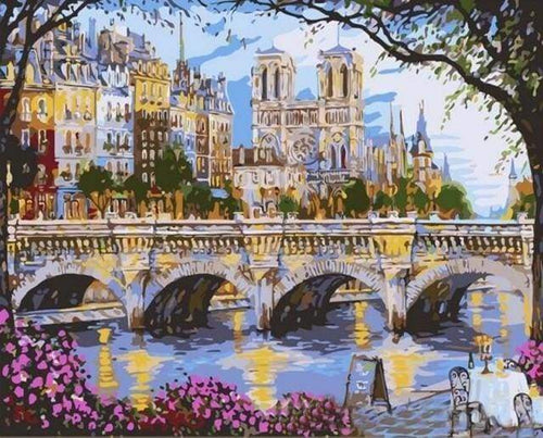 Malen nach Zahlen fŸr Erwachsene |ÊNotre Dame de Paris und die Seine | Figured'Art
