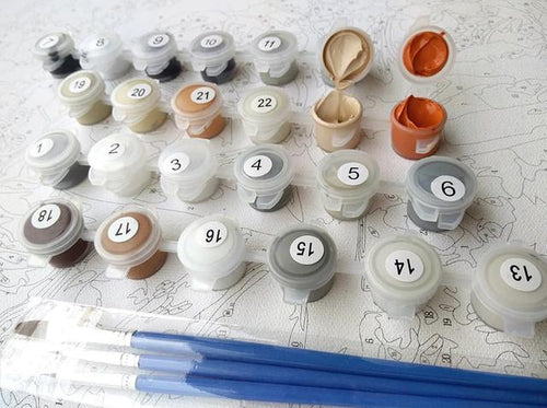 Malen nach Zahlen fŸr Erwachsene |ÊWelpen und Weihnachtsschmuck | Figured'Art