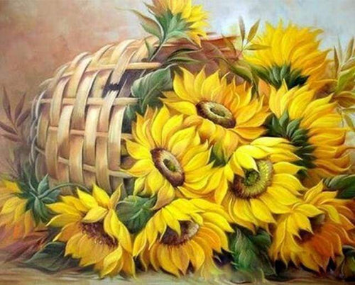 Malen nach Zahlen fŸr Erwachsene |ÊKorb mit Sonnenblumen | Figured'Art