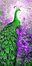 Laden Sie das Bild in den Galerie-Viewer, Malen nach Zahlen fŸr Erwachsene |ÊPfau in lila und grün | Figured&#39;Art