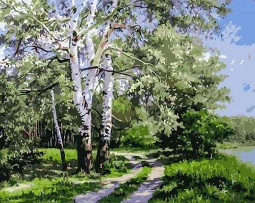 Malen nach Zahlen fŸr Erwachsene |ÊLandschaft mit Pappeln | Figured'Art