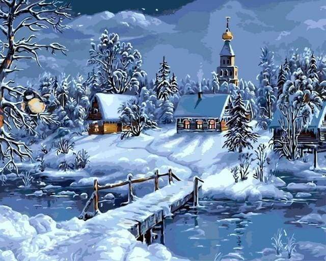 Malen nach Zahlen fŸr Erwachsene |ÊLandschaft Winter | Figured'Art