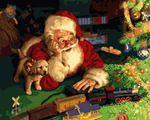 Laden Sie das Bild in den Galerie-Viewer, Malen nach Zahlen fŸr Erwachsene |ÊWeihnachtsmann und Welpen | Figured&#39;Art