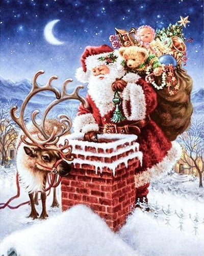 Malen nach Zahlen fŸr Erwachsene |ÊWeihnachtsmann am Kamin | Figured'Art