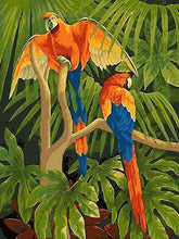 Laden Sie das Bild in den Galerie-Viewer, Malen nach Zahlen fŸr Erwachsene |ÊPapageien im Dschungel | Figured&#39;Art