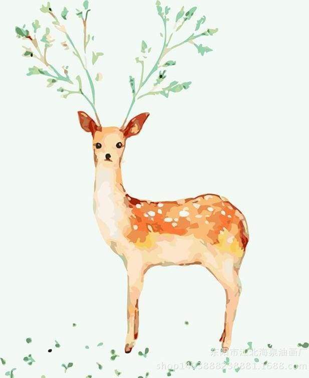 Malen nach Zahlen fŸr Erwachsene |ÊJunger Hirsch mit Zweigen | Figured'Art