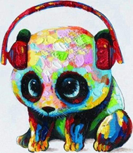 Malen nach Zahlen fŸr Erwachsene |ÊKleiner Panda und Kopfhörer | Figured'Art