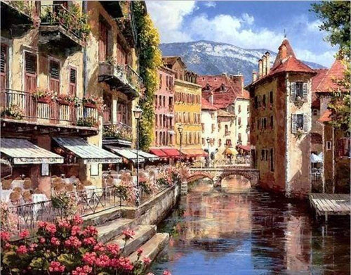Malen nach Zahlen fŸr Erwachsene |ÊKleines Bergdorf | Figured'Art