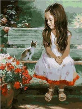 Laden Sie das Bild in den Galerie-Viewer, Malen nach Zahlen fŸr Erwachsene |ÊKleines Mädchen mit ihrer Katze | Figured&#39;Art