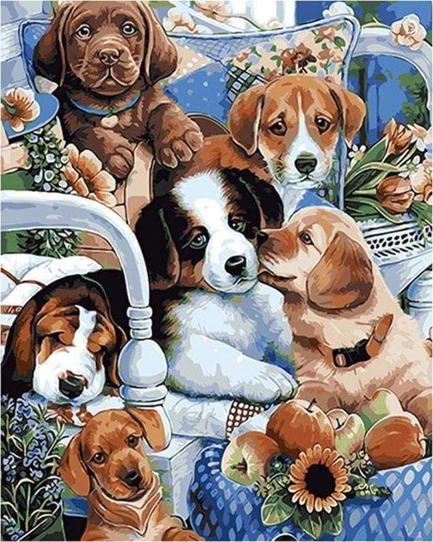 Malen nach Zahlen fŸr Erwachsene |ÊKleine ruhige Hunde | Figured'Art
