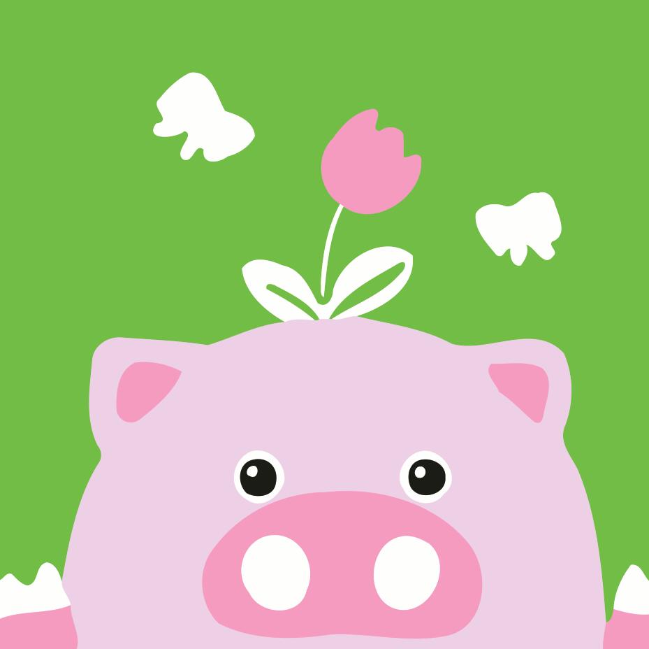 Malen nach Zahlen für Kinder | Pinkes Schwein mit Tulpe | Figured'Art