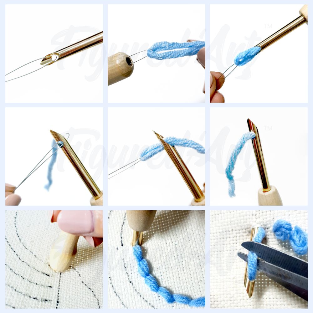 Punch Needle set Faultier auf einem Ast – Figured'Art