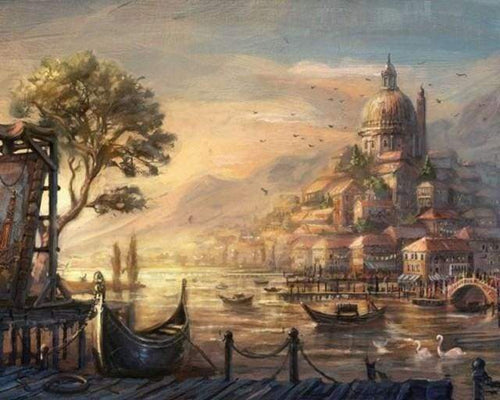 Malen nach Zahlen fŸr Erwachsene |ÊRomantischer Hafen | Figured'Art