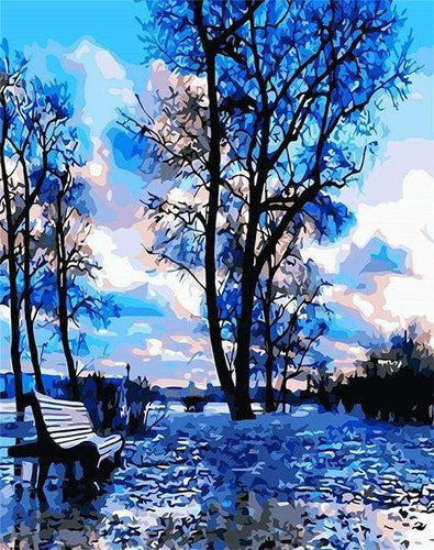 Malen nach Zahlen fŸr Erwachsene |ÊBäume bei blauen Himmel | Figured'Art