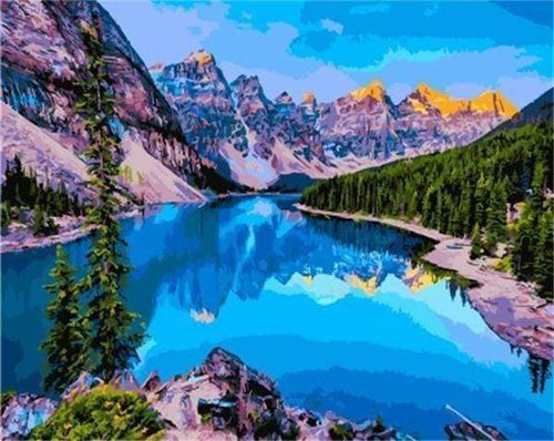Malen nach Zahlen fŸr Erwachsene |ÊReflexion des Berges | Figured'Art