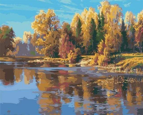 Malen nach Zahlen fŸr Erwachsene |ÊFluss in Frankreich | Figured'Art