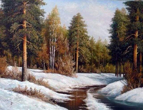 Malen nach Zahlen fŸr Erwachsene |ÊGefrorener Fluss | Figured'Art