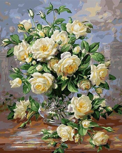 Malen nach Zahlen – Weiße Rosen 2