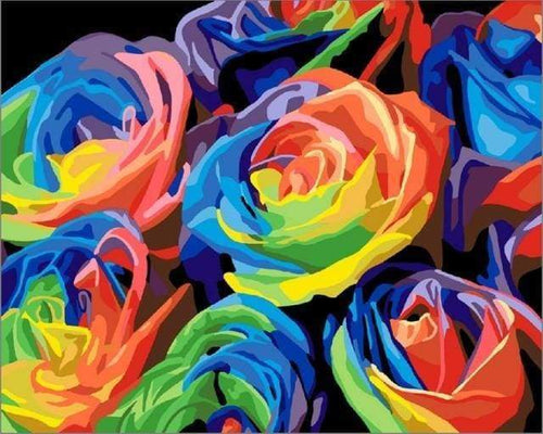 Malen nach Zahlen fŸr Erwachsene |ÊBunte Rosen | Figured'Art