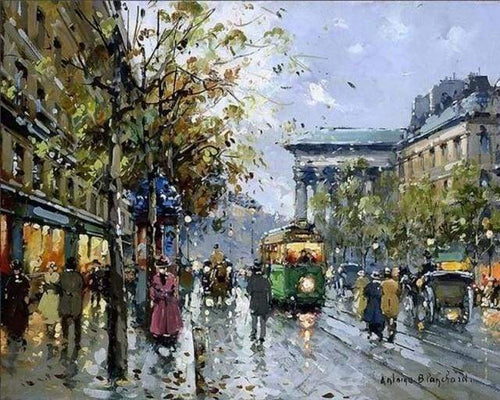 Malen nach Zahlen fŸr Erwachsene |ÊStraße und Straßenbahn | Figured'Art