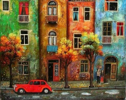 Malen nach Zahlen fŸr Erwachsene |ÊStraße im Regen | Figured'Art