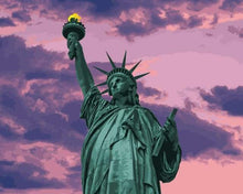 Laden Sie das Bild in den Galerie-Viewer, Malen nach Zahlen fŸr Erwachsene |ÊFreiheitsstatue und rosa Himmel | Figured&#39;Art