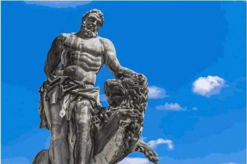 Malen nach Zahlen fŸr Erwachsene |ÊStatue unter blauem Himmel | Figured'Art