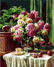 Laden Sie das Bild in den Galerie-Viewer, Malen nach Zahlen fŸr Erwachsene |ÊKaffeetassen und schöner Blumenstrauß | Figured&#39;Art
