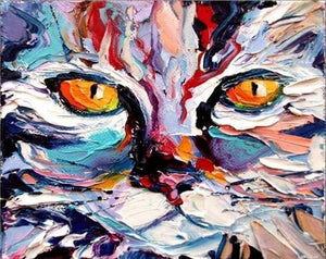 Malen nach Zahlen fŸr Erwachsene |ÊKatzenkopf gemalt | Figured'Art