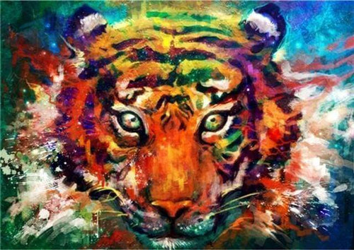 Malen nach Zahlen fŸr Erwachsene |ÊTiger und Farben | Figured'Art