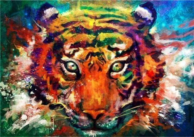 Malen nach Zahlen fŸr Erwachsene |ÊTiger und Farben | Figured'Art