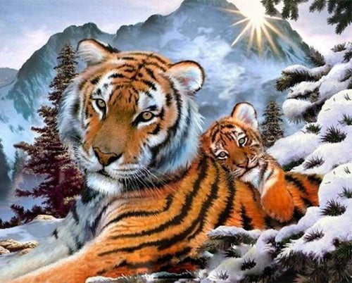 Malen nach Zahlen fŸr Erwachsene |ÊTiger im Schnee | Figured'Art